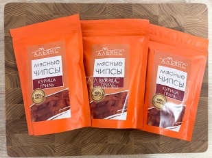 Сухарики с аджикой: Мясо (АЛЬЯНС) вяленое курица 